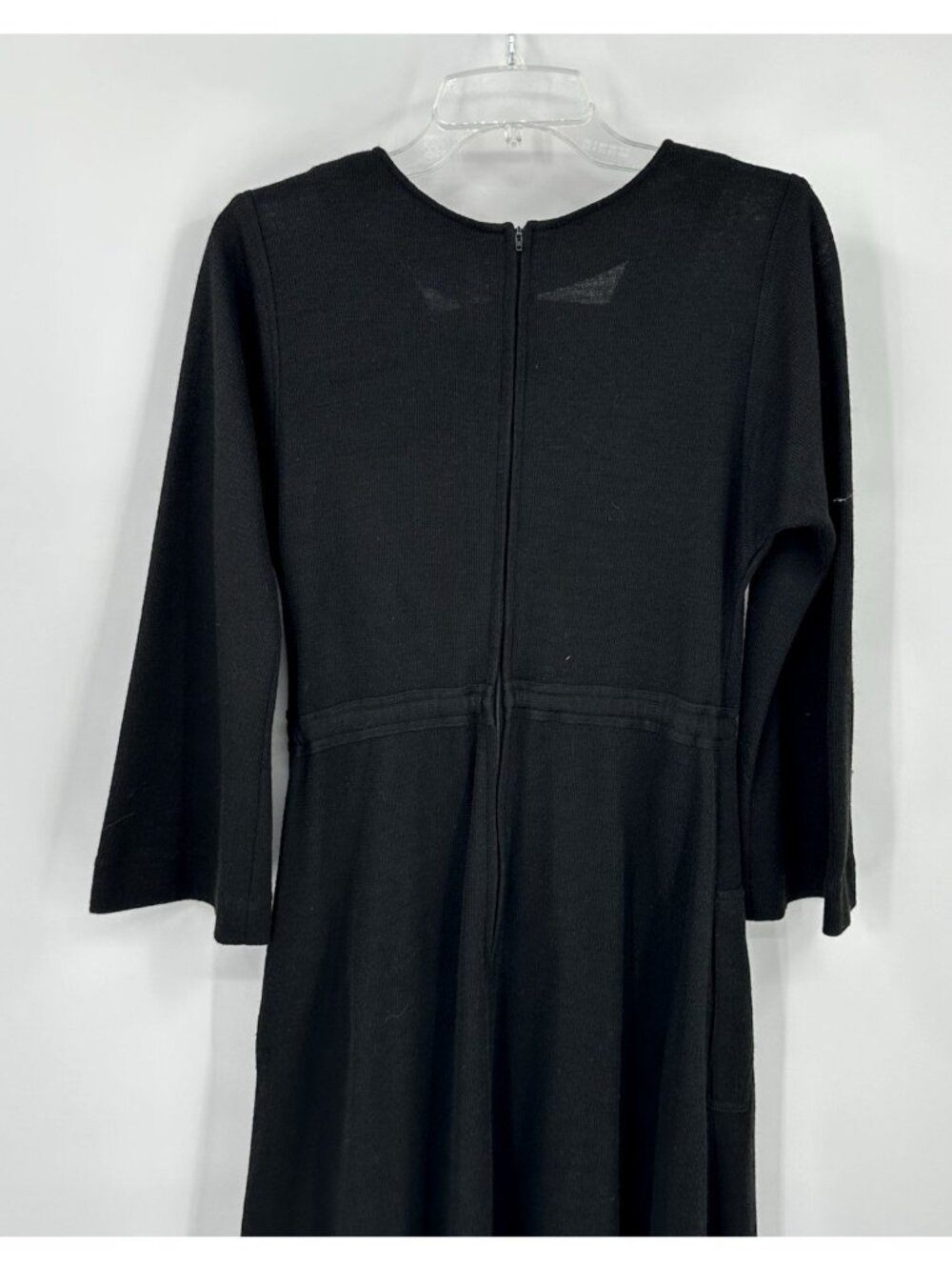 vintage 70s BLACK DRESS MEDIUM minimalist art teacher gallery owner modernist - Picture 10 of 12